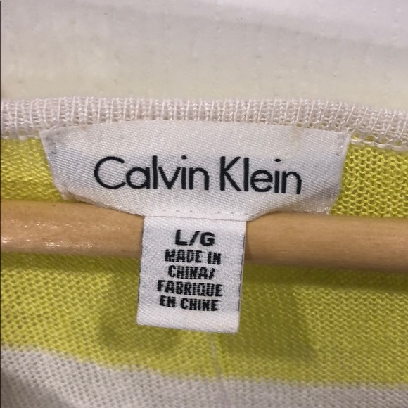 Calvin Klein short sleeved, lime and cream top. - Picture 2 of 5